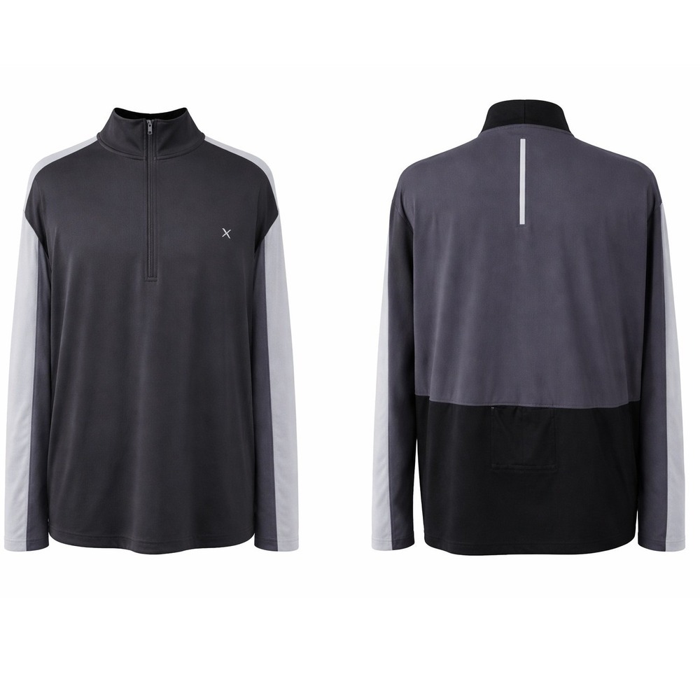 Xersion Mens Black Gray Color Block 1/4 Zip Long Sleeve Athlet Pullover Shirt XL